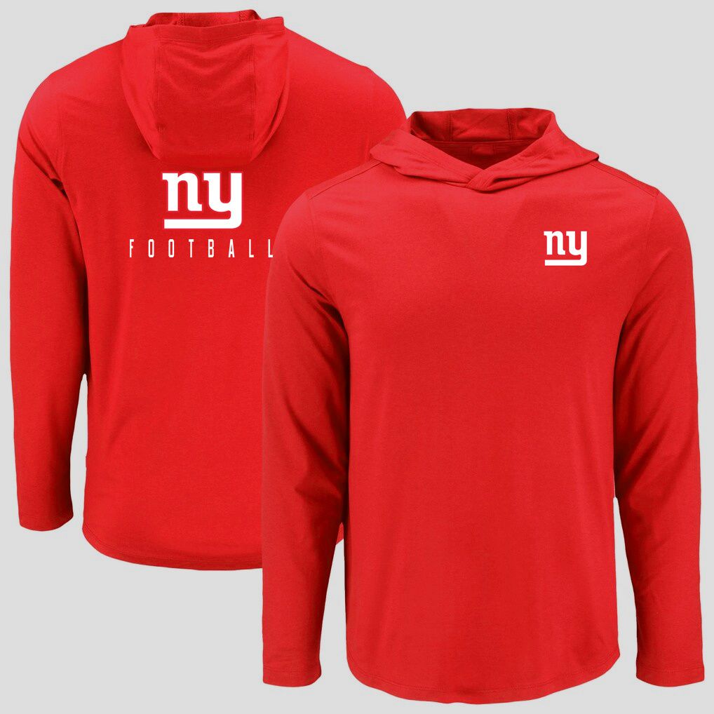 Men 2026 NFL New York Giants Hooded long sleeved T-shirt red 05